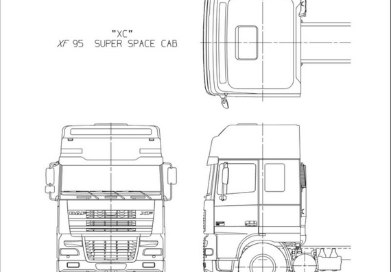 Daf XF Super Space Cab 530 truck drawings (figures)